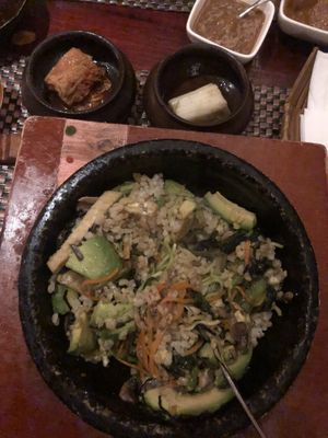 Gluten free avocado stone bowl rice -(Dol sot bibimbap )  at HanGawi in New York City