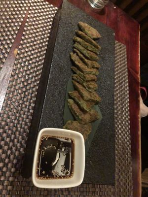 Organic wheat free kale pancakes   at HanGawi in New York City