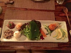 Main course of build-your-own wraps.  at HanGawi in New York City