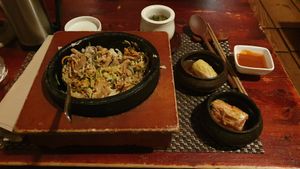 Plant based Korean 'bulgogi' stone bowl rice at HanGawi in New York City