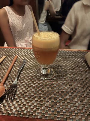 Fresh pressed apple juice  at HanGawi in New York City