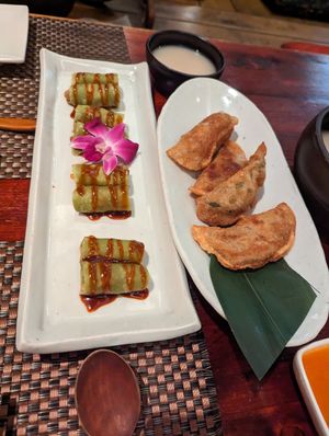 Vegan bulgogi wraps and fried dumplings at HanGawi in New York City