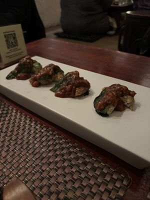 Sesame leaf tofu patties - very good!  at HanGawi in New York City