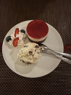 Ref velvet cake with vanilla almond ice creamm  at HanGawi in New York City