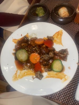 Crispy mushrooms in sweet and sour saucee  at HanGawi in New York City