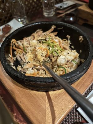 Plant-based bulgogi bussam bibimbap stone bowl  at HanGawi in New York City