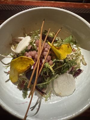 Barley, pomegranate, salad  at HanGawi in New York City