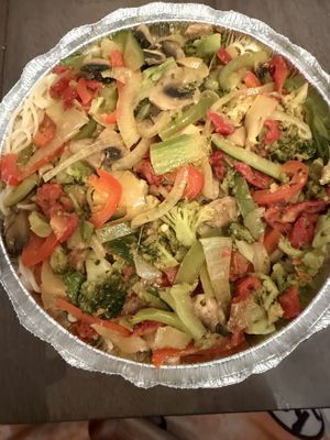 Vegan “cheesy” pasta. Not super cheesy but very flavorful   at Mesoyios in Lake Ronkonkoma