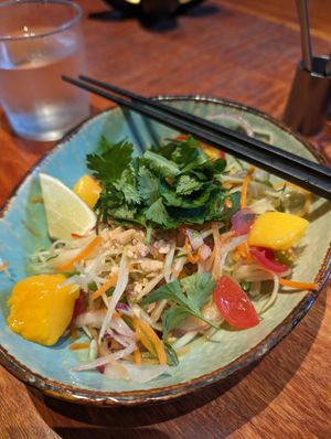 Vegan Som Tam, Papaya salad at Ginger Grass in Tokyo
