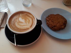 Cookie and cappuccino at Zaza Coffee Shop in Toulouse