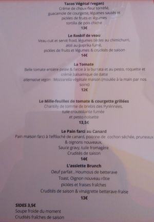 La carte lors de mon passage at Zaza Coffee Shop in Toulouse