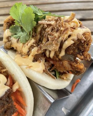 Chikn Fried Mushrooms Bao Bun  at Mama Dut in Portland