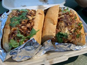 Pork belly banh mi at Mama Dut in Portland