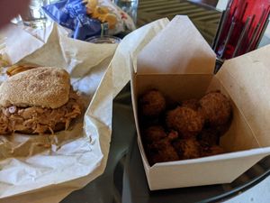 With hush puppies at JackBeQue in Englewood