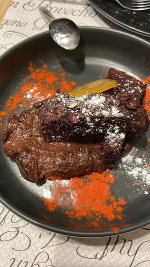 Brownie vegano (pintxo)  at Zelaik Gastrobar in Pamplona