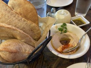 Hummus and pita  at Lebanese Taverna in Arlington