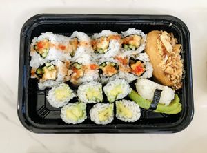 Fried tofu sushi/Inari/avocado rolls at Kamakura Japanese Cuisine in Seattle