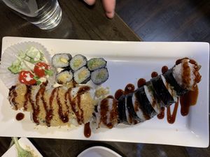 Crunchy Cali roll, onion roll and avocado roll at Kamakura Japanese Cuisine in Seattle