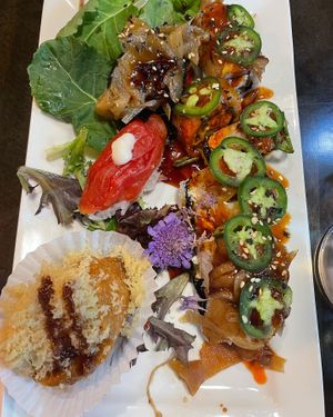 Vegan tuna nigiri, jalaspicy roll, etc  at Kamakura Japanese Cuisine in Seattle