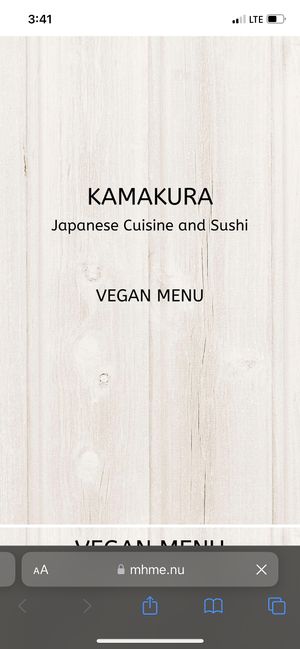 Vegan menu  at Kamakura Japanese Cuisine in Seattle