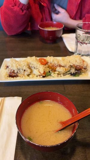 Miso soup & poppers   at Kamakura Japanese Cuisine in Seattle