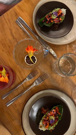 Drinks and root veggie tacos at Don Sanchez in San Jose Del Cabo