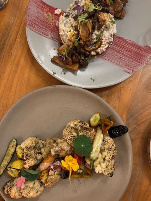 Mushrooms ajillo on a coconut and avocado risotto and cauliflower at Don Sanchez in San Jose Del Cabo