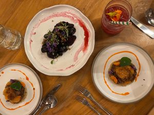 Lentil sopes and charred beets  at Don Sanchez in San Jose Del Cabo