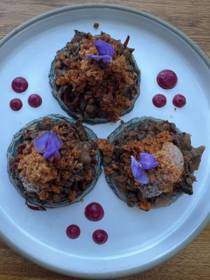 Lentil and Mushroom sopas  at Don Sanchez in San Jose Del Cabo