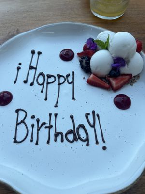 A present from the chef. Vegan piña colada ice cream   at Don Sanchez in San Jose Del Cabo