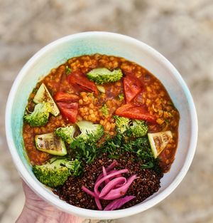 red lentes curry at Breens Deli in Mallorca