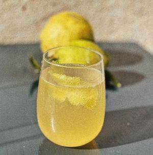 homemade mallorquín citrus lemonade  at Breens Deli in Mallorca
