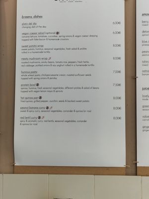 Menu at Breens Deli in Mallorca