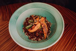 Hot Quinoa Pan with Sweet Potato at Breens Deli in Mallorca