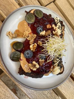 Homemade pan with peanutbutter and Jam  at Breens Deli in Mallorca