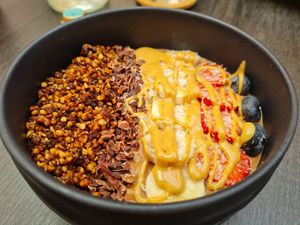 Chocolate avocado and peanut butter bowl at Breens Deli in Mallorca