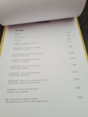 Menu at Breens Deli in Mallorca