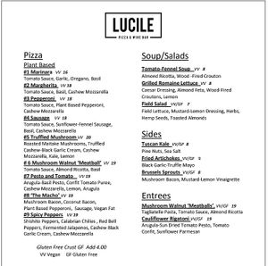 menu1 at Lucile Pizza & Wine Bar in Sarasota