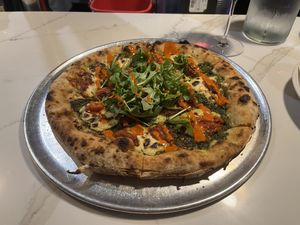 Pesto and Tomato pizza - muy delicioso !  at Lucile Pizza & Wine Bar in Sarasota