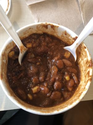 The vegan chili was good and hearty!  Also appreciated that it wasn’t overly salty or oily.   at Base Camp Eatery in Yosemite Valley