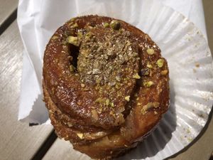 Pistachio morning roll month special  at SPLIT Bakehouse in La Mesa