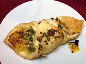 One of the savory pastry, Spanish and cheese.  at SPLIT Bakehouse in La Mesa