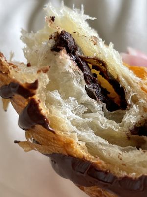 inside chocolate croissant  at SPLIT Bakehouse in La Mesa