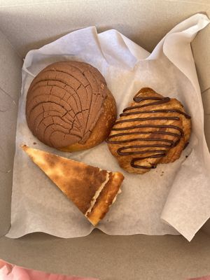 chocolate concha, cheesecake, chocolate croissant   at SPLIT Bakehouse in La Mesa