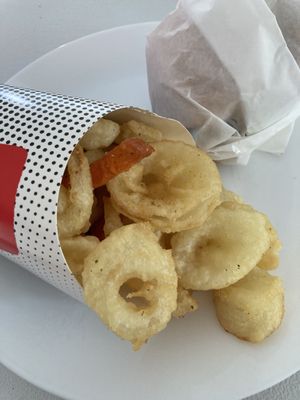 Onion rings & misc fries  at Burger Urge in Salisbury
