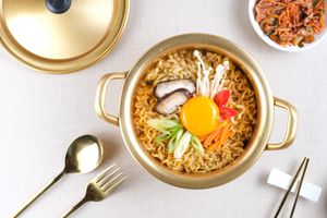 Korean Ramyeon with Vegan toppings :) at Little Geisha Can Cook in Budapest