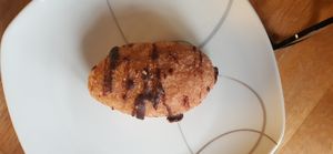 Rice Pudding Balls with cherry-marzipan filling (vegan, gluten-free) at Café Königsberg in Itzehoe