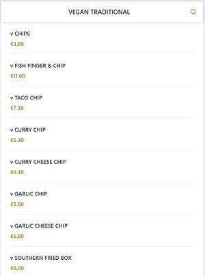 Traditional menu at VeGrill - Pop up in Dublin