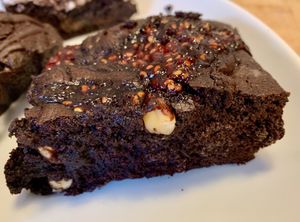 Raspberry Swirl and Hazelnut Brownie.  at  Honest Supper Club in Leeds