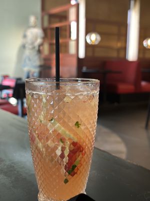 Strawberries 🍓 and cucumber 🥒 in a lemonade 🍋- just lovely   at P.F. Chang's in Wauwatosa